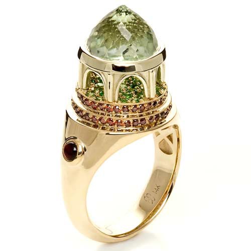 Green Gold Inverted Topaz Pavillion Ring side 1108