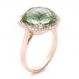 18k Rose Gold 18k Rose Gold Green Quartz Checkerboard And Diamond Halo Ring - Three-Quarter View -  101939 - Thumbnail