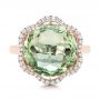 14k Rose Gold 14k Rose Gold Green Quartz Checkerboard And Diamond Halo Ring - Top View -  101939 - Thumbnail