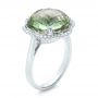 18k White Gold Green Quartz Checkerboard And Diamond Halo Ring