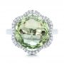 14k White Gold 14k White Gold Green Quartz Checkerboard And Diamond Halo Ring - Top View -  101939 - Thumbnail