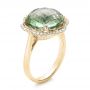 14k Yellow Gold Green Quartz Checkerboard And Diamond Halo Ring