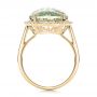 14k Yellow Gold 14k Yellow Gold Green Quartz Checkerboard And Diamond Halo Ring - Front View -  101939 - Thumbnail