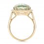 14k Yellow Gold 14k Yellow Gold Green Quartz Checkerboard And Diamond Halo Ring - Front View -  101939 - Thumbnail