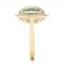 14k Yellow Gold 14k Yellow Gold Green Quartz Checkerboard And Diamond Halo Ring - Side View -  101939 - Thumbnail