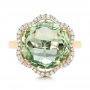 18k Yellow Gold 18k Yellow Gold Green Quartz Checkerboard And Diamond Halo Ring - Top View -  101939 - Thumbnail