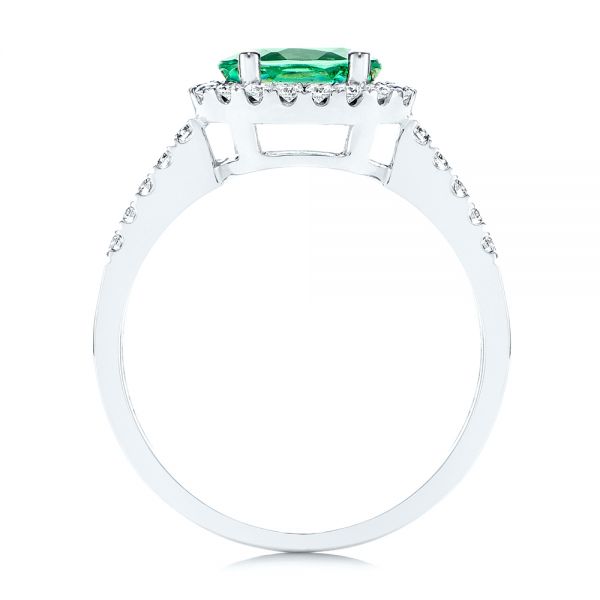 14k White Gold Green Tourmaline And Diamond Ring - Front View -  106016