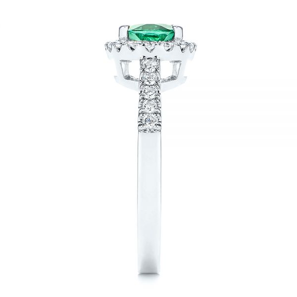 14k White Gold Green Tourmaline And Diamond Ring - Side View -  106016