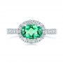 14k White Gold Green Tourmaline And Diamond Ring - Top View -  106016 - Thumbnail