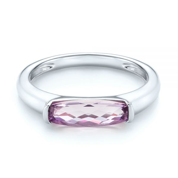 18k White Gold 18k White Gold Lavender Amethyst Fashion Ring - Flat View -  103763