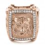 18k Rose Gold 18k Rose Gold Lion's Head Hand Carved Ring - Flat View -  101511 - Thumbnail