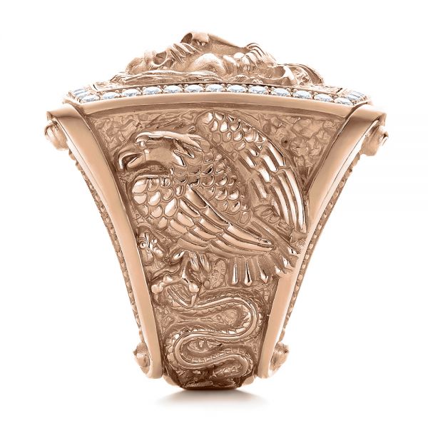 18k Rose Gold 18k Rose Gold Lion's Head Hand Carved Ring - Side View - 101511
