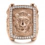 14k Rose Gold 14k Rose Gold Lion's Head Hand Carved Ring - Top View -  101511 - Thumbnail