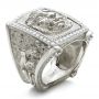  Platinum Platinum Lion's Head Hand Carved Ring - Three-Quarter View -  101511 - Thumbnail