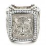 14k White Gold Lion's Head Hand Carved Ring - Flat View -  101511 - Thumbnail