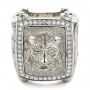 18k White Gold 18k White Gold Lion's Head Hand Carved Ring - Flat View -  101511 - Thumbnail