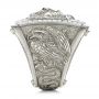 14k White Gold Lion's Head Hand Carved Ring - Side View -  101511 - Thumbnail