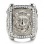 18k White Gold 18k White Gold Lion's Head Hand Carved Ring - Top View -  101511 - Thumbnail