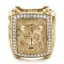 14k Yellow Gold 14k Yellow Gold Lion's Head Hand Carved Ring - Flat View -  101511 - Thumbnail
