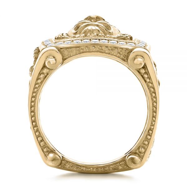 18k Yellow Gold 18k Yellow Gold Lion's Head Hand Carved Ring - Front View - 101511