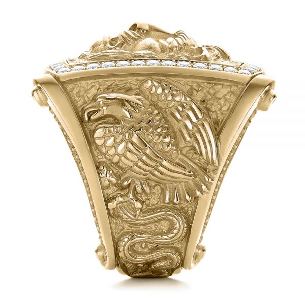 18k Yellow Gold 18k Yellow Gold Lion's Head Hand Carved Ring - Side View -  101511