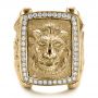 14k Yellow Gold 14k Yellow Gold Lion's Head Hand Carved Ring - Top View -  101511 - Thumbnail