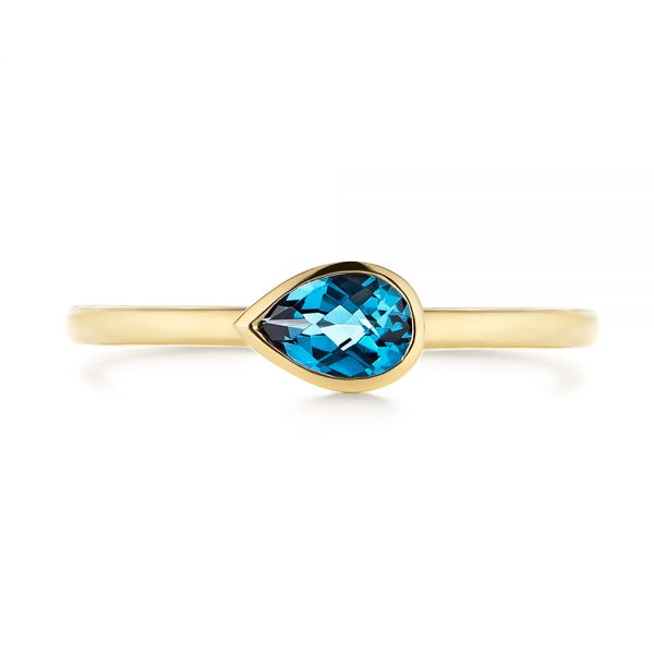  Yellow Gold Yellow Gold London Blue Topaz Ring - Top View -  106579