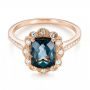 18k Rose Gold 18k Rose Gold London Blue Topaz And Diamond Fashion Ring - Flat View -  103343 - Thumbnail