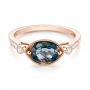 14k Rose Gold London Blue Topaz And Diamond Fashion Ring - Flat View -  103765 - Thumbnail