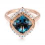 14k Rose Gold 14k Rose Gold London Blue Topaz And Diamond Fashion Ring - Flat View -  104249 - Thumbnail