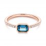 14k Rose Gold London Blue Topaz And Diamond Fashion Ring - Flat View -  105405 - Thumbnail