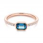 14k Rose Gold London Blue Topaz And Diamond Fashion Ring - Flat View -  105405 - Thumbnail