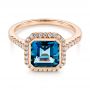 14k Rose Gold 14k Rose Gold London Blue Topaz And Diamond Fashion Ring - Flat View -  105418 - Thumbnail