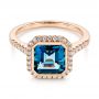 14k Rose Gold 14k Rose Gold London Blue Topaz And Diamond Fashion Ring - Flat View -  105418 - Thumbnail