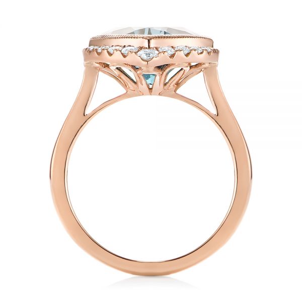 18k Rose Gold London Blue Topaz And Diamond Fashion Ring - Front View - 104249