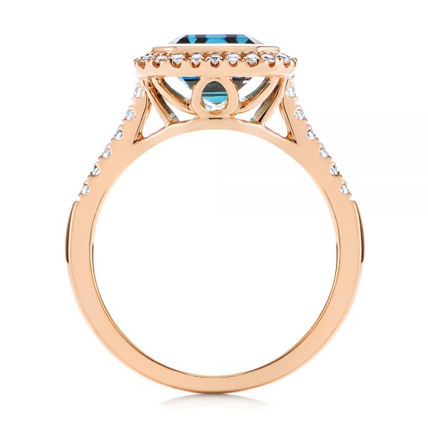 18k Rose Gold 18k Rose Gold London Blue Topaz And Diamond Fashion Ring - Front View -  105418