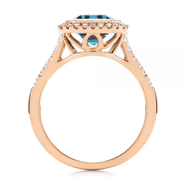 14k Rose Gold 14k Rose Gold London Blue Topaz And Diamond Fashion Ring - Front View - 105418