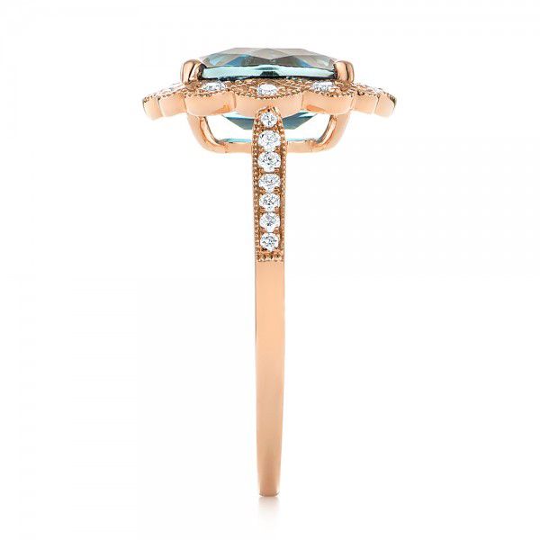 14k Rose Gold London Blue Topaz And Diamond Fashion Ring - Side View - 103343