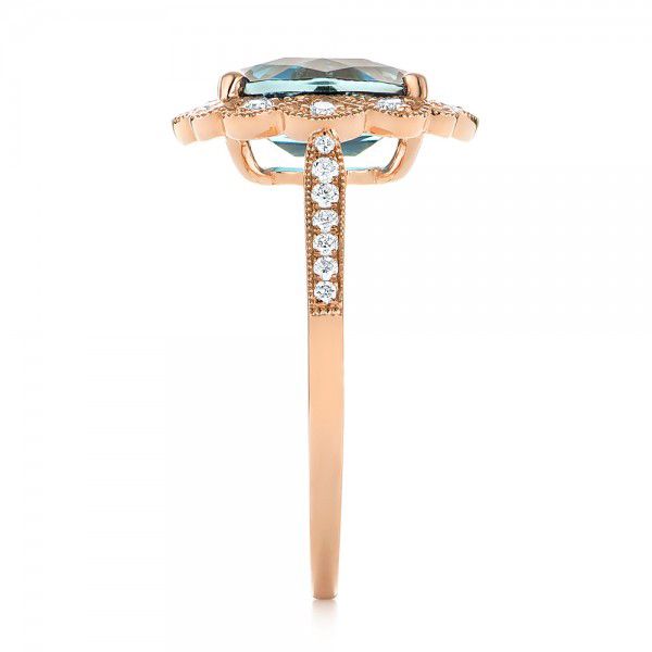 18k Rose Gold 18k Rose Gold London Blue Topaz And Diamond Fashion Ring - Side View -  103343