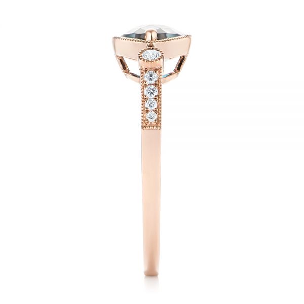 18k Rose Gold 18k Rose Gold London Blue Topaz And Diamond Fashion Ring - Side View -  103765