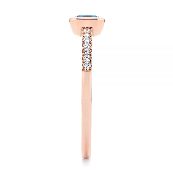 14k Rose Gold London Blue Topaz And Diamond Fashion Ring - Side View -  105405