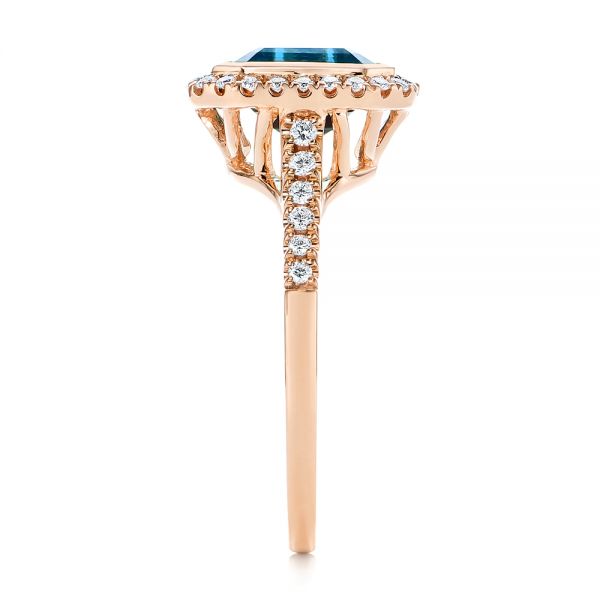 14k Rose Gold 14k Rose Gold London Blue Topaz And Diamond Fashion Ring - Side View - 105418