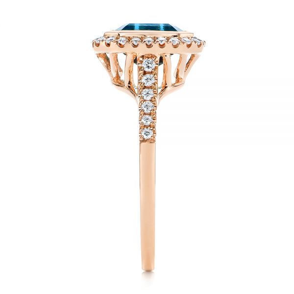 18k Rose Gold 18k Rose Gold London Blue Topaz And Diamond Fashion Ring - Side View -  105418