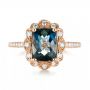 14k Rose Gold London Blue Topaz And Diamond Fashion Ring - Top View -  103343 - Thumbnail