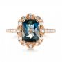 18k Rose Gold 18k Rose Gold London Blue Topaz And Diamond Fashion Ring - Top View -  103343 - Thumbnail