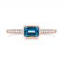 14k Rose Gold London Blue Topaz And Diamond Fashion Ring - Top View -  105405 - Thumbnail