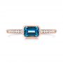 14k Rose Gold London Blue Topaz And Diamond Fashion Ring - Top View -  105405 - Thumbnail