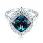 18k White Gold 18k White Gold London Blue Topaz And Diamond Fashion Ring - Flat View -  104249 - Thumbnail