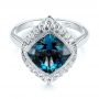 14k White Gold 14k White Gold London Blue Topaz And Diamond Fashion Ring - Flat View -  104249 - Thumbnail