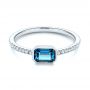 14k White Gold 14k White Gold London Blue Topaz And Diamond Fashion Ring - Flat View -  105405 - Thumbnail
